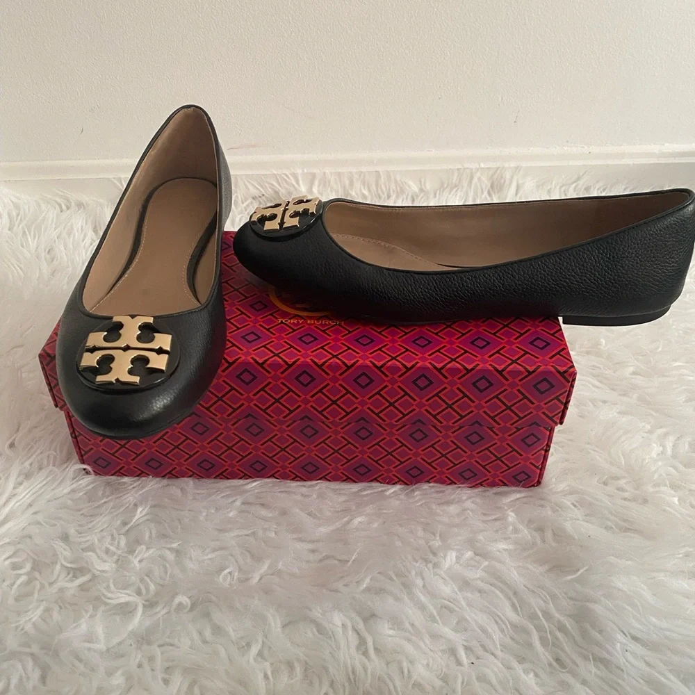Tory Burch Black Leather Flats - Picture 4 of 5